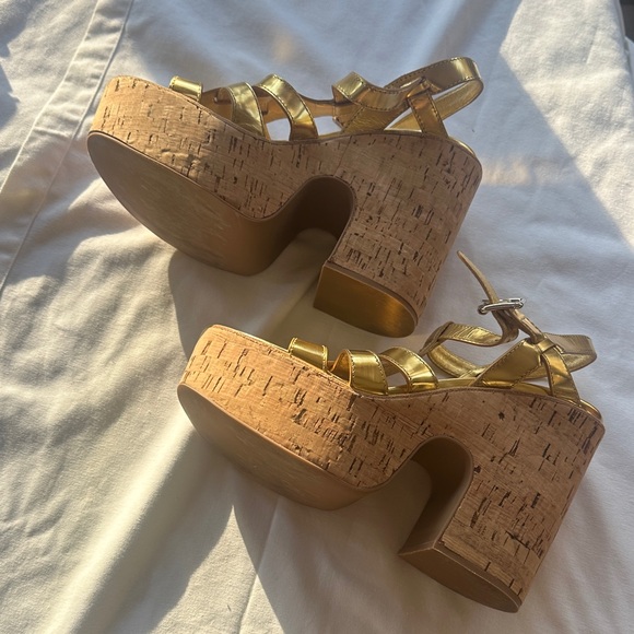 Miu Miu Gold Platform Sandals - Picture 5 of 7